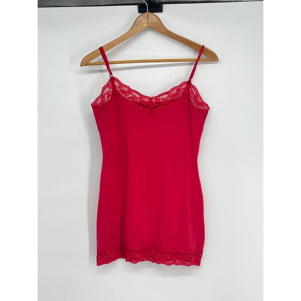 Zenaya Outfitters Red Lace Trim Spaghetti StrapTank Size Large Y2K